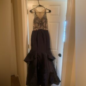 Elegant Navy and Nude Evening Gown